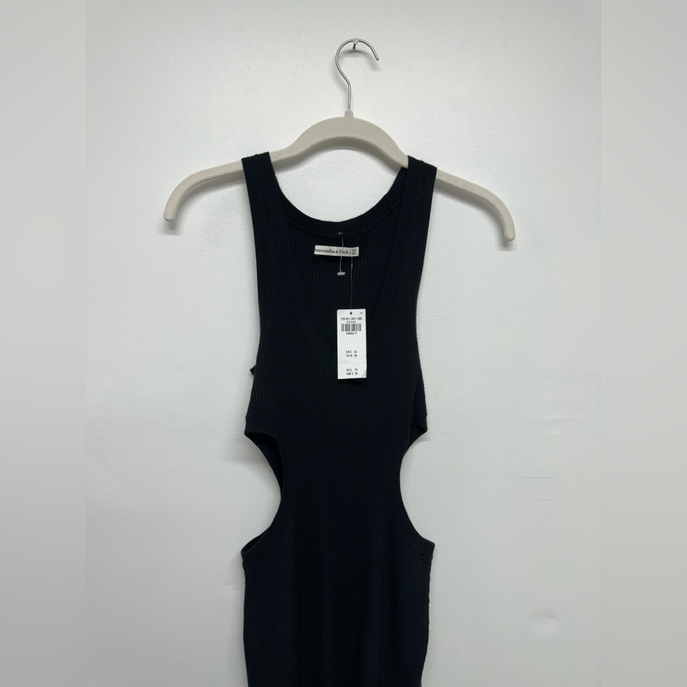 Abercrombie and fitch black elevated knit cutout midi dress - Picture 5 of 8